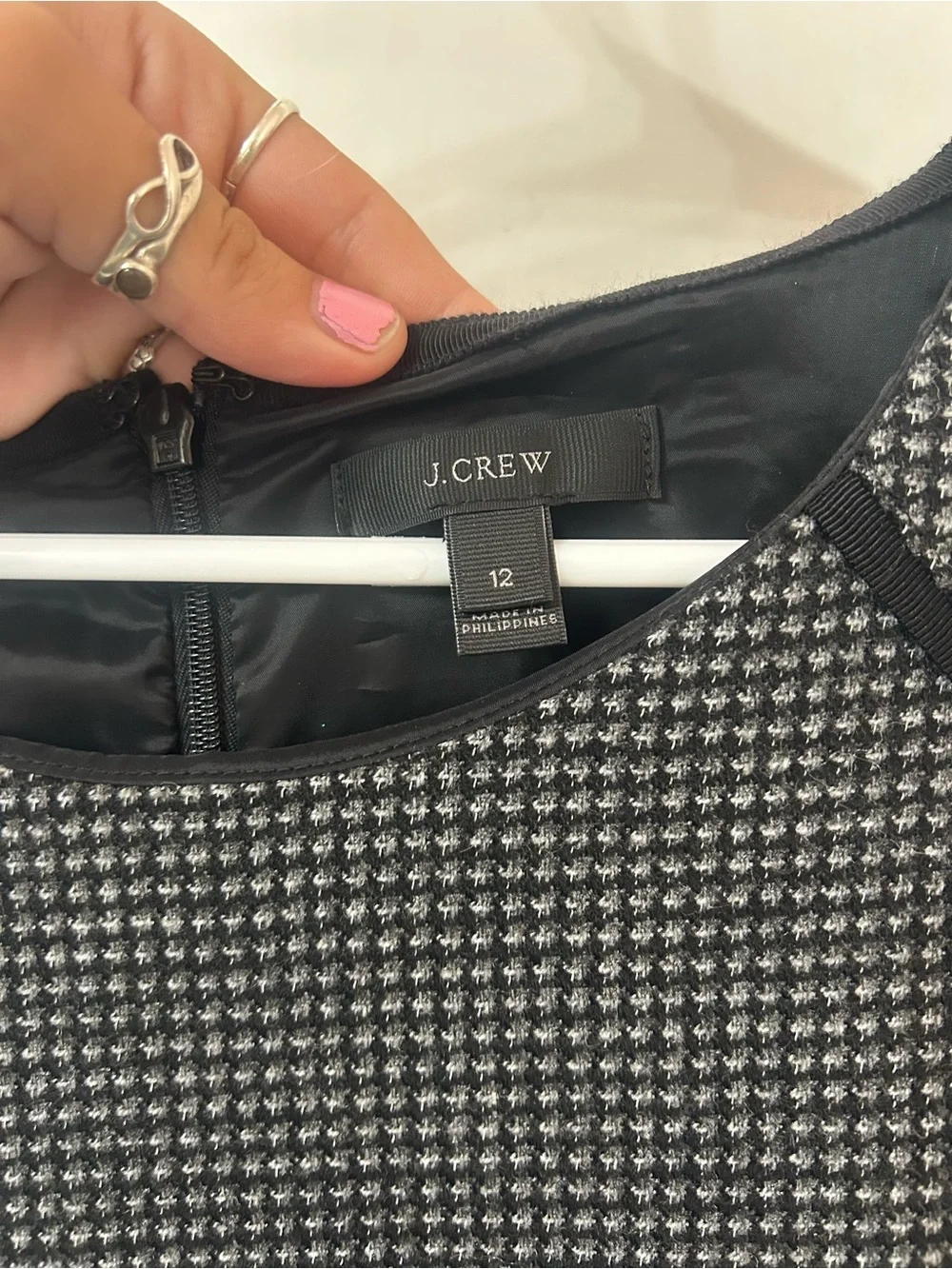 J. Crew Black and Gray Fit-and-Flare Mini Dress